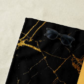 Elegantes, modernes Mit Monogramm Marmorschwarz Strandtuch (Beispiel)