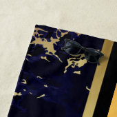 Elegantes, modernes Mit Monogramm Marmorschwarz Strandtuch (Beispiel)