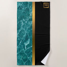 Elegantes, modernes Mit Monogramm Marmorschwarz Strandtuch