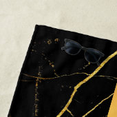 Elegantes, modernes Mit Monogramm Marmorschwarz Strandtuch (Beispiel)