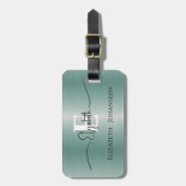 Elegantes, modernes Mit Monogramm, rostfreies Meta Gepäckanhänger (Vorderseite vertikal)