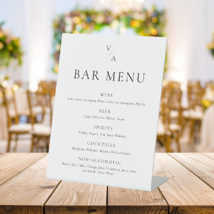 Elegantes, modernes Mongram Wedding Bar Menu Sockelschild