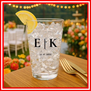 Elegantes modernes Monogramm einfache Hochzeit Glas