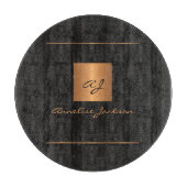 Elegantes, modernes Monogramm einzigartiges schwar Schneidebrett (Vorderseite)