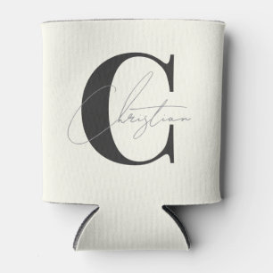 Elegantes modernes Monogramm Elfenbein und Warmes Dosenkühler
