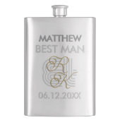 Elegantes, modernes Monogramm für Graue und golden Flachmann (Vorderseite)