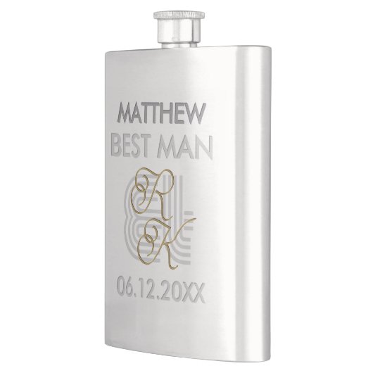 Elegantes, modernes Monogramm für Graue und golden Flachmann (Links)