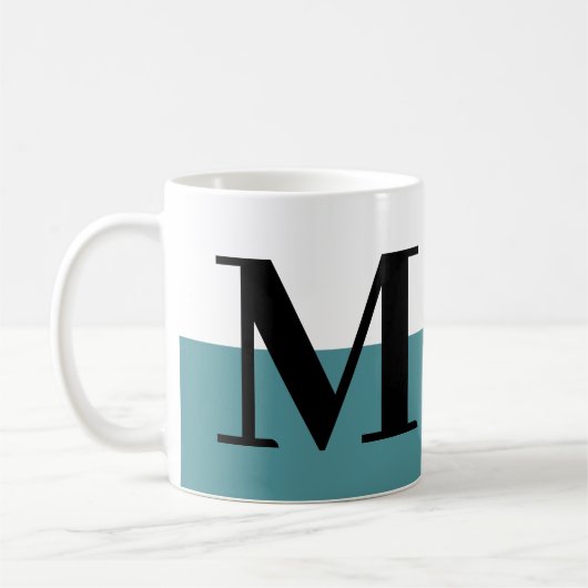 Elegantes, modernes Monogramm-Geschenk Aquamarin Kaffeetasse (Links)
