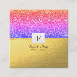 Elegantes modernes Monogramm Gold-Ombre-Glitter-Qu Quadratische Visitenkarte