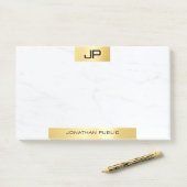 Elegantes, modernes Monogramm-Goldmarmor-Template Post-it Klebezettel (Auf Schreibtisch)