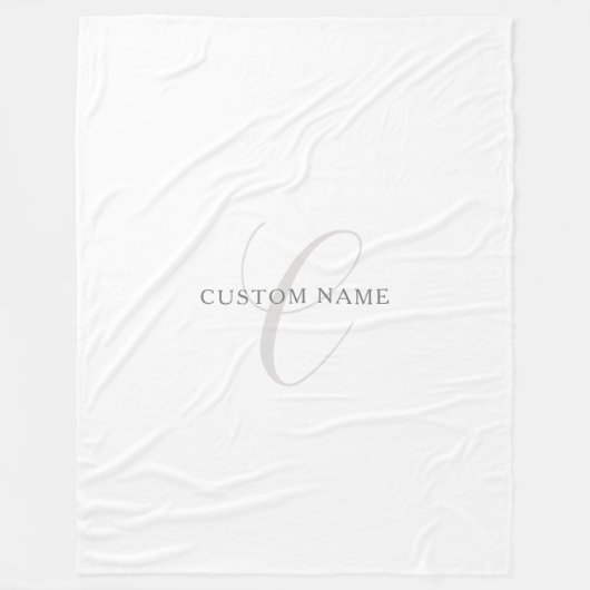 Elegantes modernes Monogramm | Grau und Weiß (edit Fleecedecke (Vorderseite)