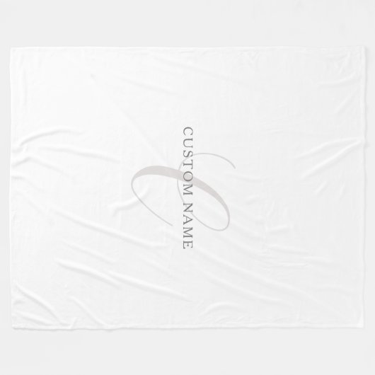 Elegantes modernes Monogramm | Grau und Weiß (edit Fleecedecke (Vorderseite (Horizontal))