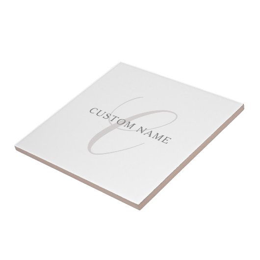 Elegantes modernes Monogramm | Grau und Weiß (edit Fliese (Seite)