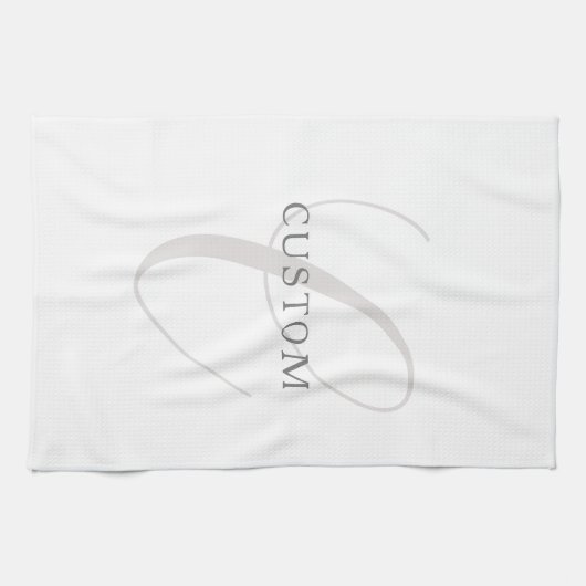 Elegantes modernes Monogramm | Grau und Weiß (edit Geschirrtuch (Horizontal)