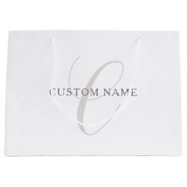 Elegantes modernes Monogramm | Grau und Weiß (edit Große Geschenktüte