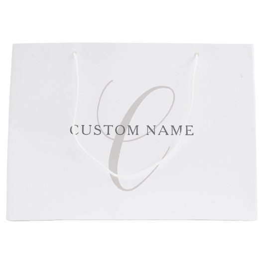 Elegantes modernes Monogramm | Grau und Weiß (edit Große Geschenktüte (Vorderseite)