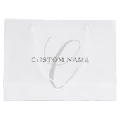 Elegantes modernes Monogramm | Grau und Weiß (edit Große Geschenktüte (Rückseite)