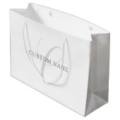 Elegantes modernes Monogramm | Grau und Weiß (edit Große Geschenktüte (Rückseite Schrägansicht)