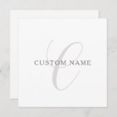 Elegantes modernes Monogramm | Grau und Weiß (edit Mitteilungskarte (Vorne/Hinten)