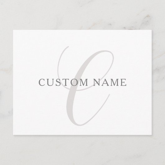 Elegantes modernes Monogramm | Grau und Weiß (edit Postkarte (Vorderseite)