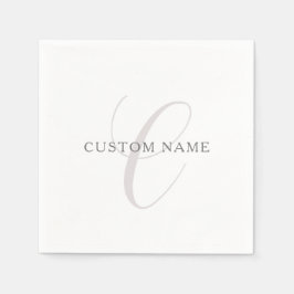 Elegantes modernes Monogramm | Grau und Weiß (edit Serviette