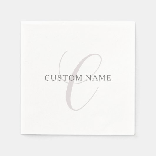 Elegantes modernes Monogramm | Grau und Weiß (edit Serviette (Vorderseite)