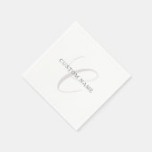 Elegantes modernes Monogramm | Grau und Weiß (edit Serviette (Ecke)