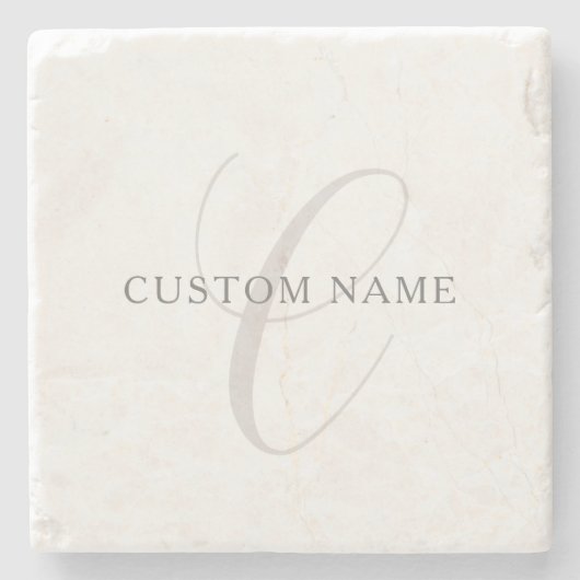 Elegantes modernes Monogramm | Grau und Weiß (edit Steinuntersetzer (Vorderseite)