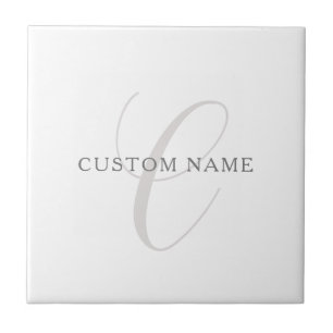 Elegantes modernes Monogramm   Grau & Weiß (editie Fliese