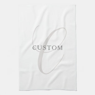 Elegantes modernes Monogramm Grau & Weiß (editie Geschirrtuch