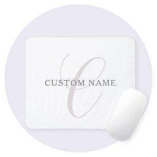 Elegantes modernes Monogramm   Grau & Weiß (editie Mousepad