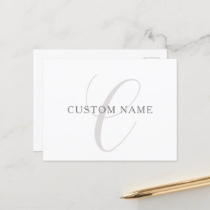 Elegantes modernes Monogramm   Grau & Weiß (editie Postkarte