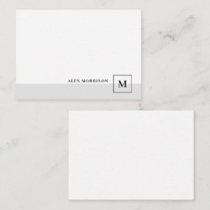 Elegantes modernes Monogramm graue Rand Initiale N Mitteilungskarte