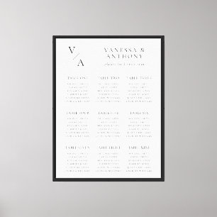 Elegantes, modernes Monogramm-Hochzeitdiagramm Leinwanddruck