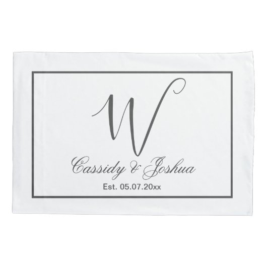 Elegantes, modernes Monogramm-Hochzeitsgeschenk Kissenbezug (Rückseite)