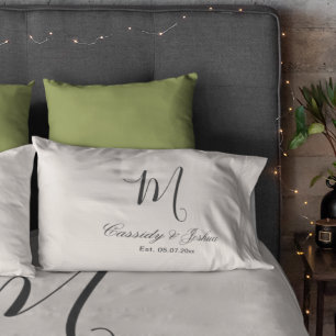 Elegantes modernes Monogramm-Hochzeitsgeschenk zum Kissenbezug