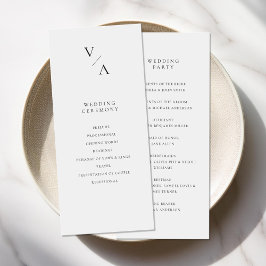 Elegantes, modernes Monogramm-Hochzeitsprogramm