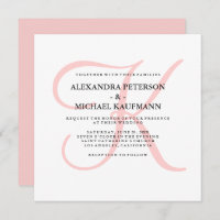 Elegantes modernes Monogramm in rosa Hochzeit