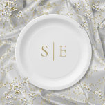 Elegantes, modernes Monogramm Minimalistisch Pappteller<br><div class="desc">Diese schicken,  modernen Teller können mit Ihren goldenen Monogramm-Initialen personalisiert werden. Entwickelt von Thisisnotme©</div>