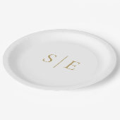 Elegantes, modernes Monogramm Minimalistisch Pappteller (Schrägansicht)