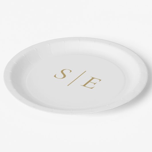 Elegantes, modernes Monogramm Minimalistisch Pappteller (Schrägansicht)