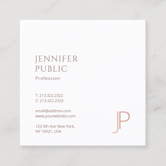 Elegantes, modernes Monogramm mit einfachem Design Quadratische Visitenkarte (Vorderseite)