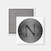 Elegantes modernes Monogramm mit Schwarz-Weiß-Scha Magnet (Vorderseite/Rückseite)