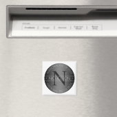 Elegantes modernes Monogramm mit Schwarz-Weiß-Scha Magnet (In Situ (Geschirrspüler))