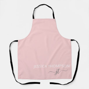 Elegantes modernes Monogramm Namen Blush Rosa Schürze