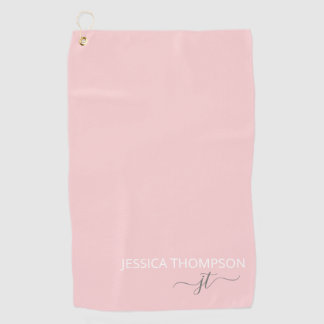 Elegantes modernes Monogramm Namen Rosa Golfhandtuch