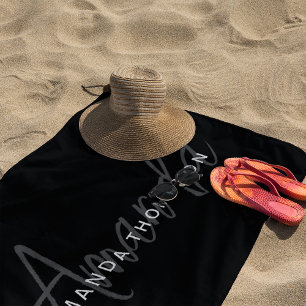 Elegantes, modernes Monogramm Personalisiert mit N Strandtuch