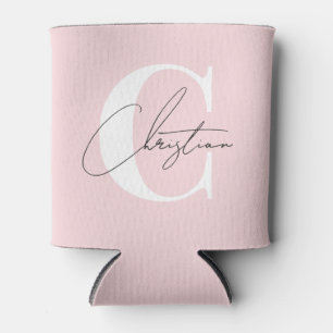 Elegantes modernes Monogramm Rosa Flüstern Dosenkühler