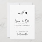 Elegantes, modernes Monogramm Save the Date Einladung (Vorderseite)