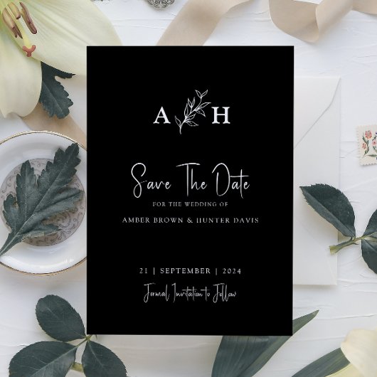 Elegantes, modernes Monogramm Save the Date Einladung